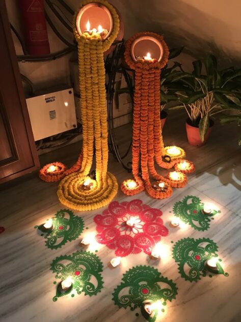 diwali floor candle decoration mandala