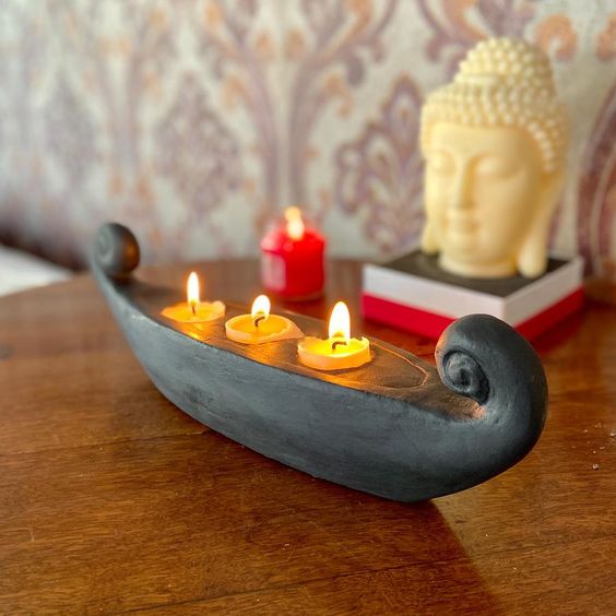 diwali votive candle holder boat design