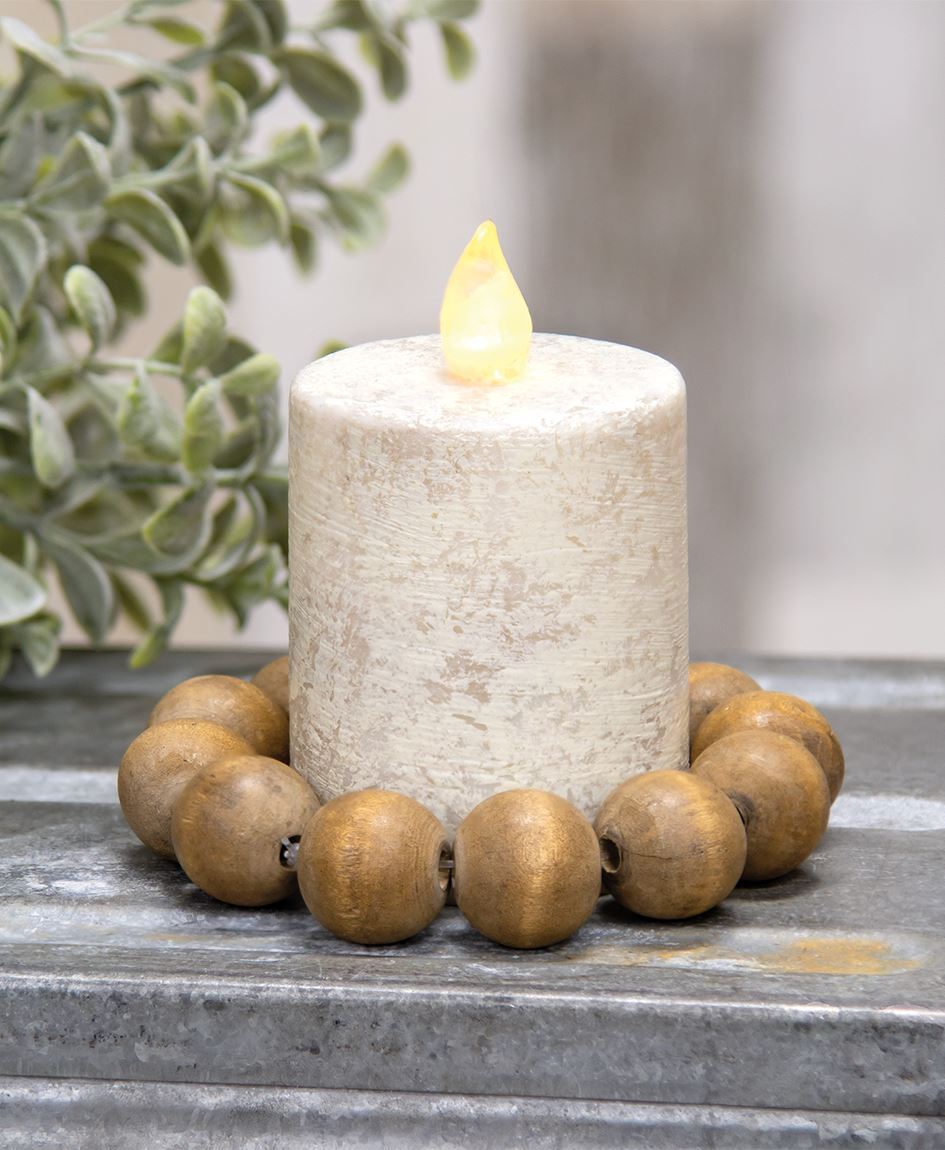 wooden round bead candle ring