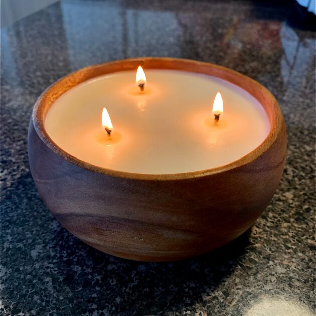 Wooden Bowl Candle 3 Wick Candle