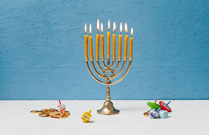 jewish candlestick holder burning