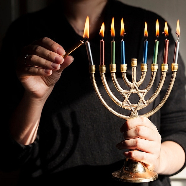 jewish candlestick holder with candles