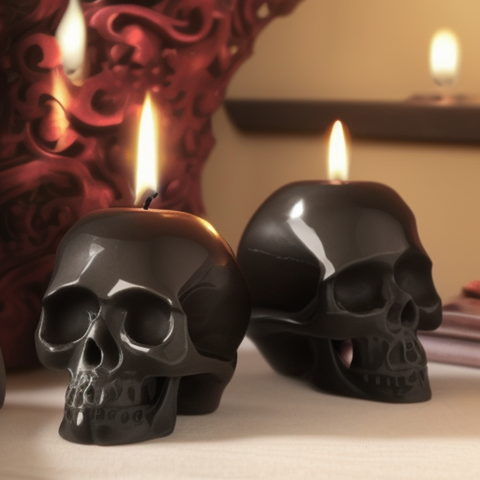 black skull candle holders