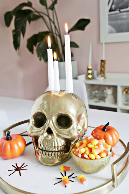 diy skull candle holder