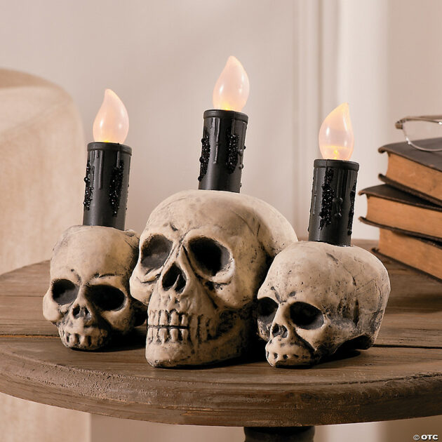 led skull candle holders
