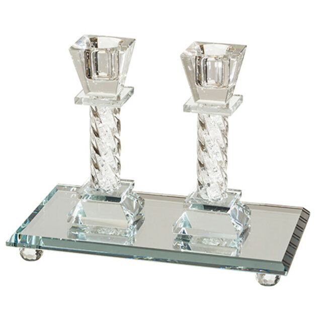 shabbat candle holders with tray