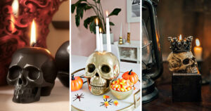 skull candle holders