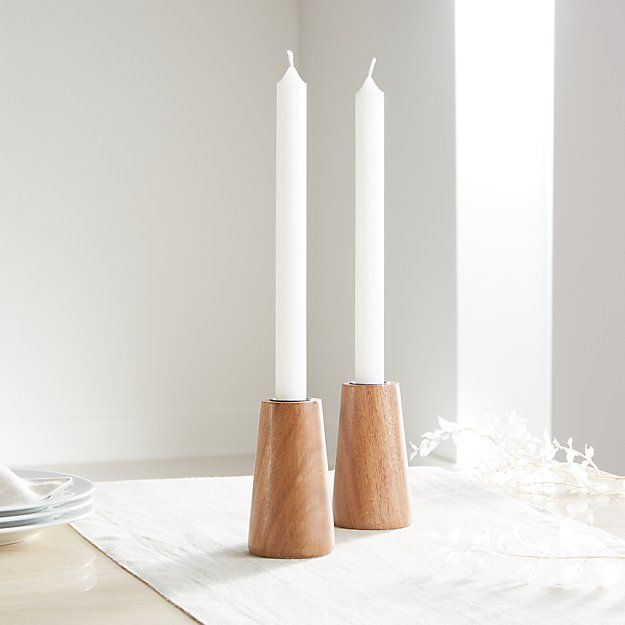 wood taper candle holders