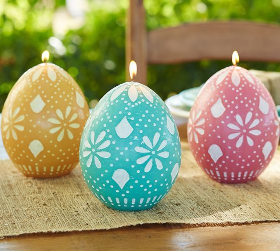 3 easter egg candles