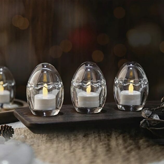 clear plastic egg candle holders