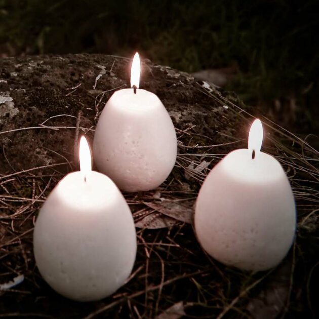 Mini Egg Candles in Garden