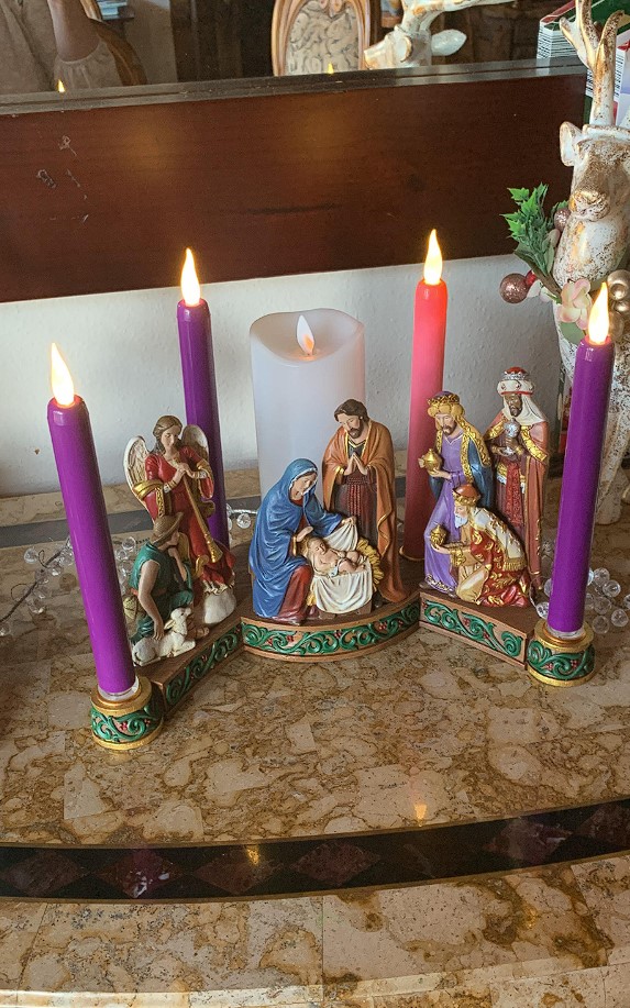 advent candle holders led nativity scene figurine