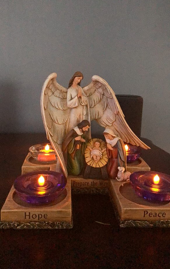 advent candle holders mary joseph and baby jesus with angel decor