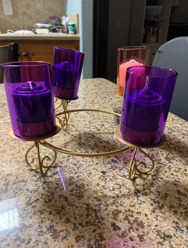 advent candle holders round metal with glass cover