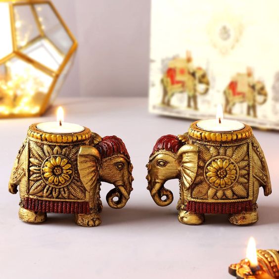 aztec style elephant theme gold and maroon accent