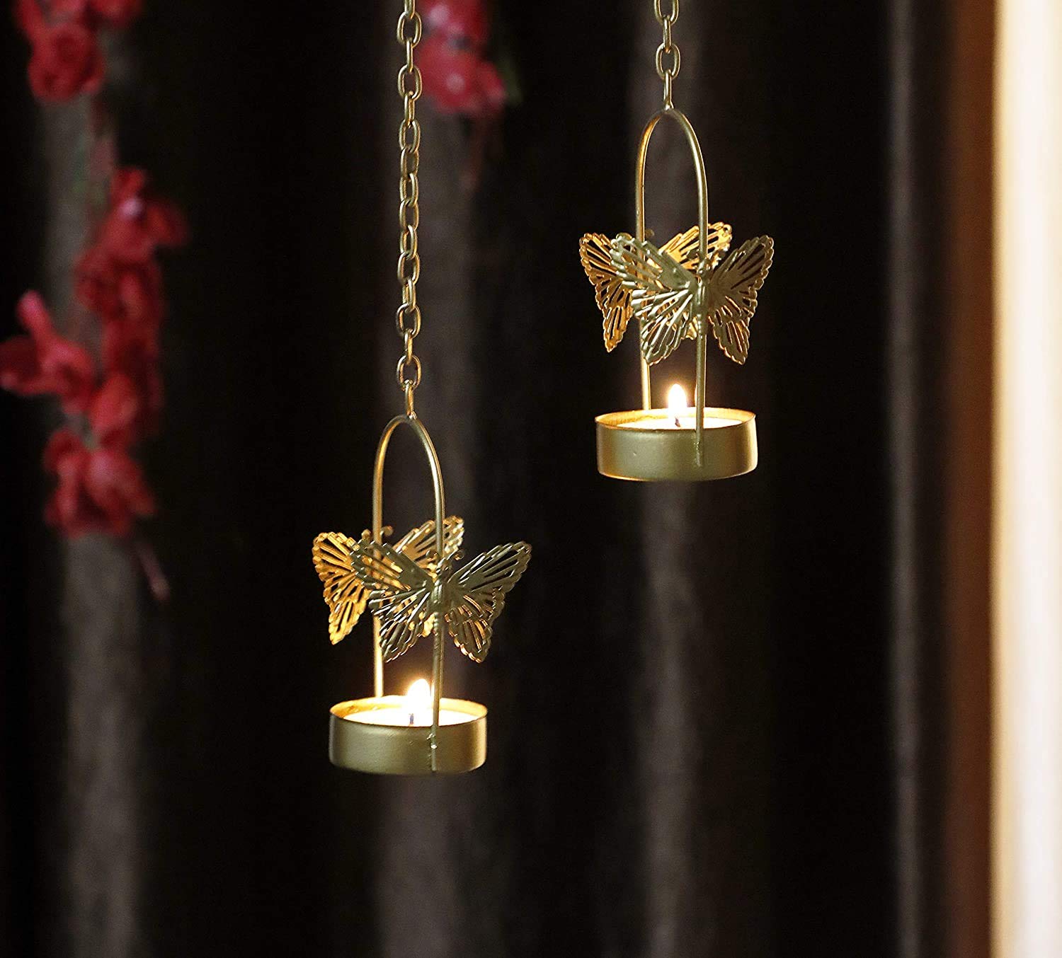 butterfly metal design hanging votive candle holder