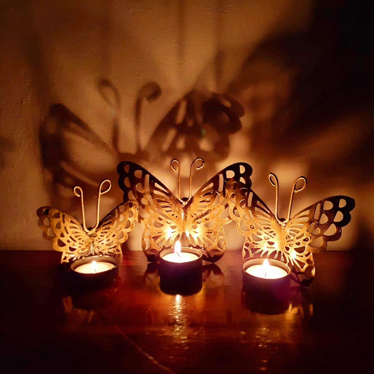 butterfly metal shaped shadow maker votive candle holder