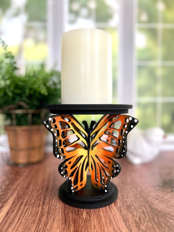 butterfly tall monarch large candle holder home decoration