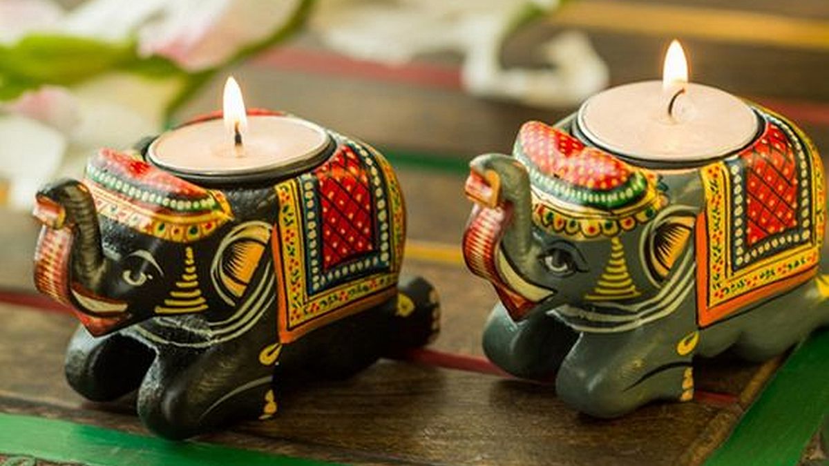 elephant diwali style votive candle holders