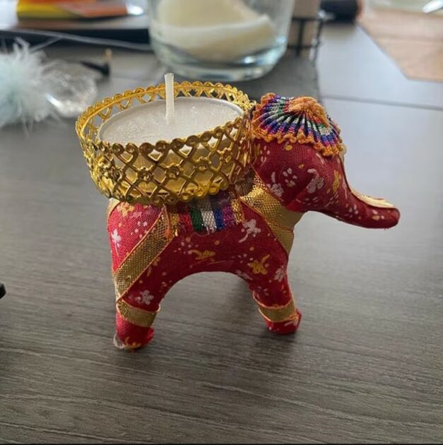elephant diwali style with gold votive candle holders