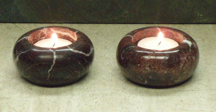 marble candle holder pair