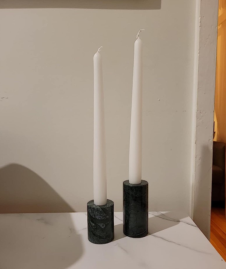 marble candle holders cylinder black color taper candle holder