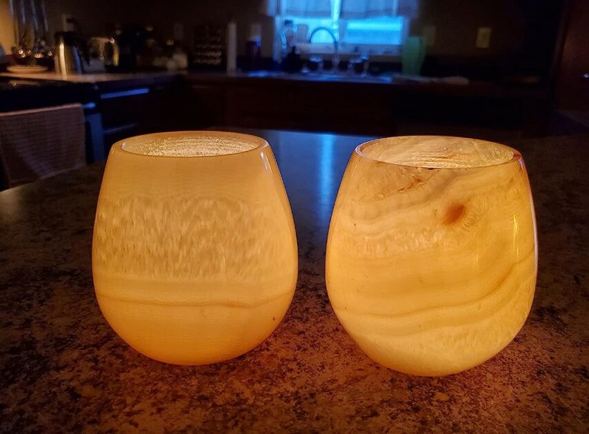 marble candle holders egg shaped set