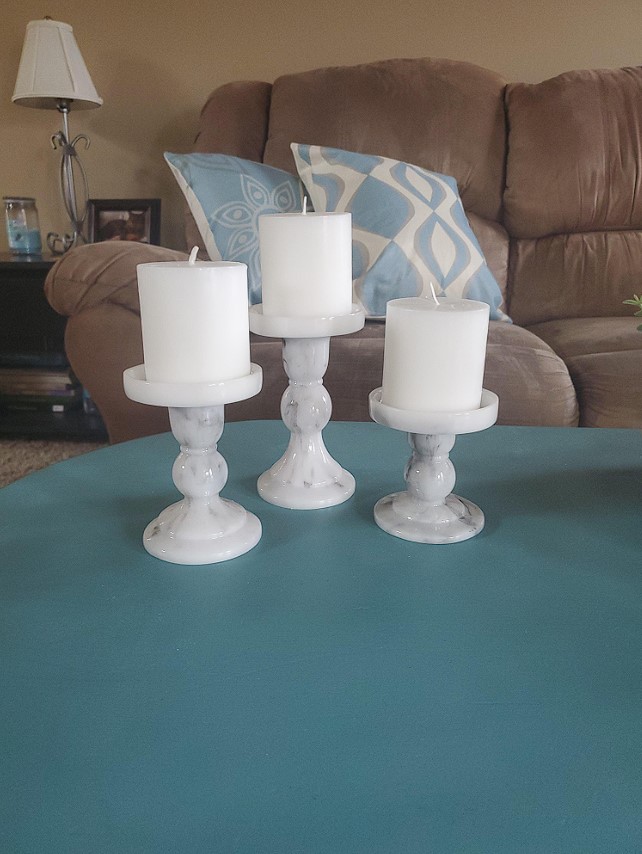 marble candle holders seto of three white marble pillar