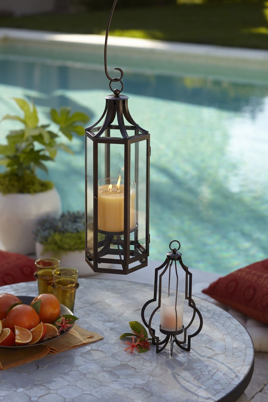 zodax candle holders hanging metal and glass lantern