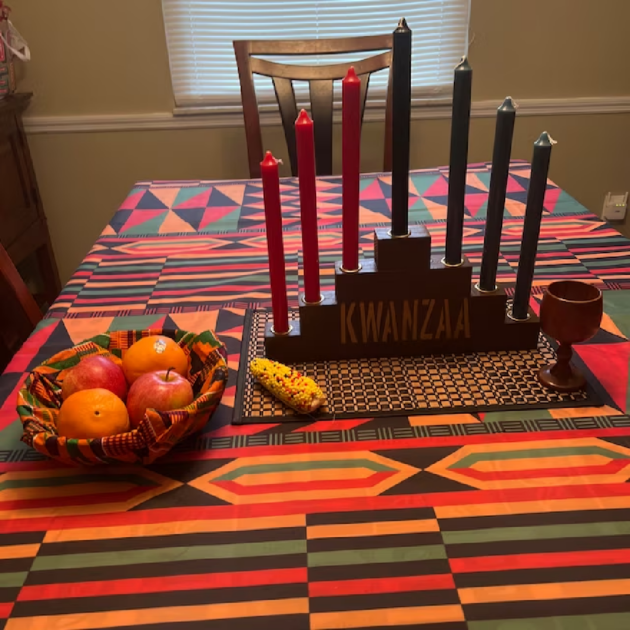 brown wooden orange apples corn wooden cup kwanzaa candle holders