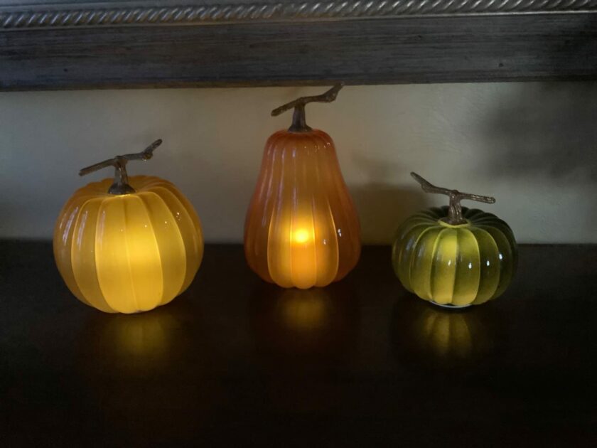 colorful glass pumpkins 3 closeup pumpkin candle holders