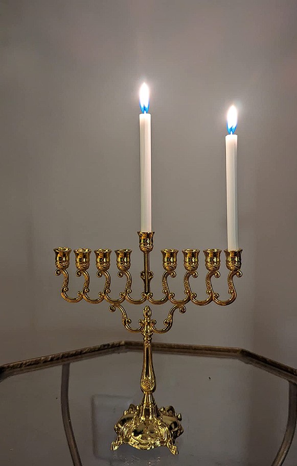 hanukkah candle holders shiny metallic gold