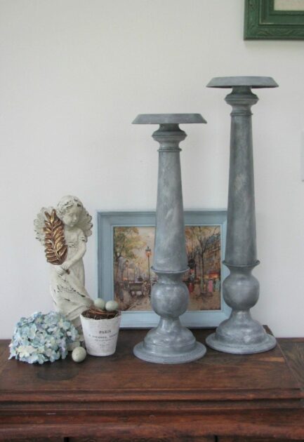 large grey candlesticks