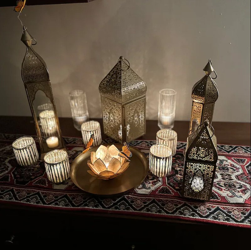 lotus centerpiece candle holder on morocan table matt