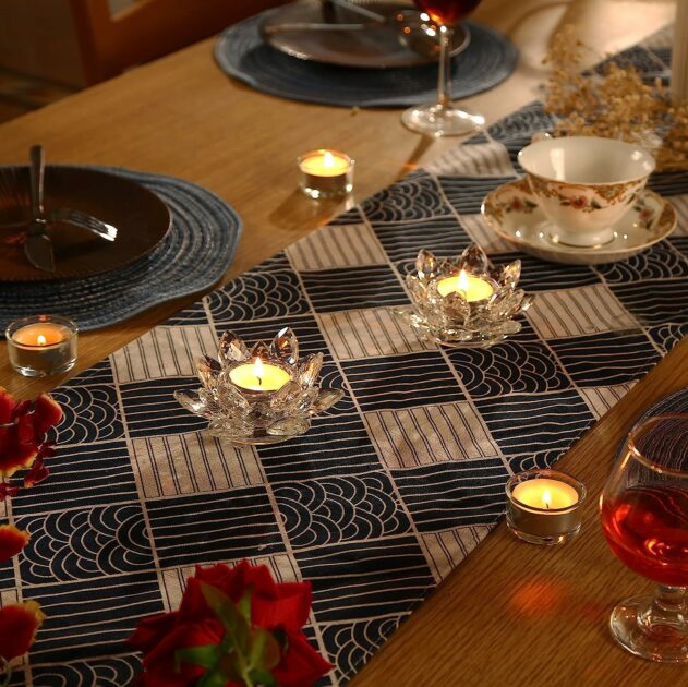 lotus crystal candle holder on dining table