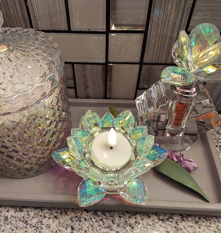 lotus crystal candle holder
