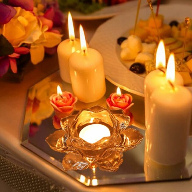 lotus glass candle holder candle light dinner