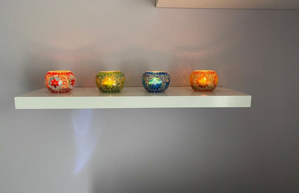 mosaic candle holders glass painted votive candle holder multi colored