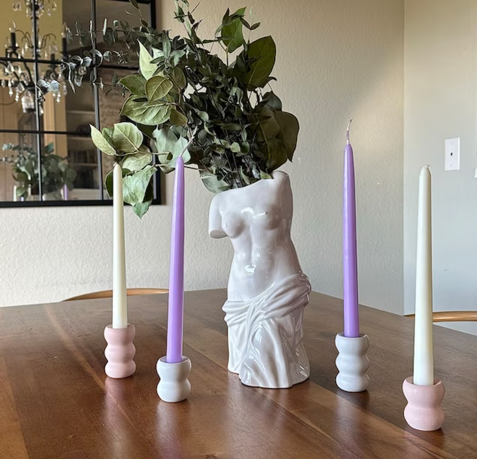 candle stick holders ceramic curved design minimalist