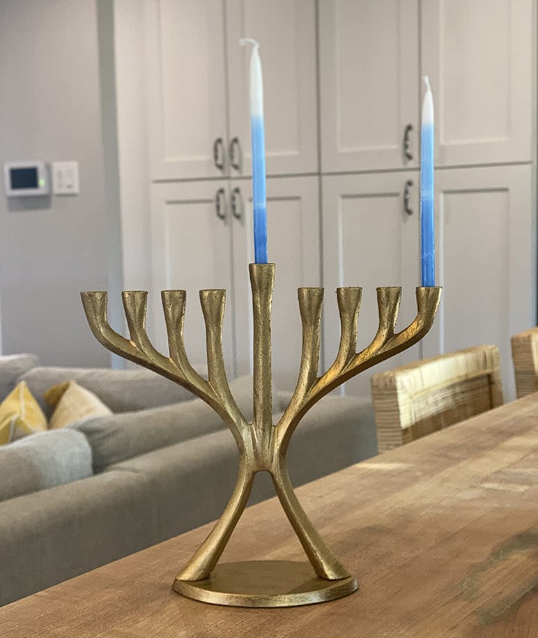 hanukkah candle holders polished gold sleek design
