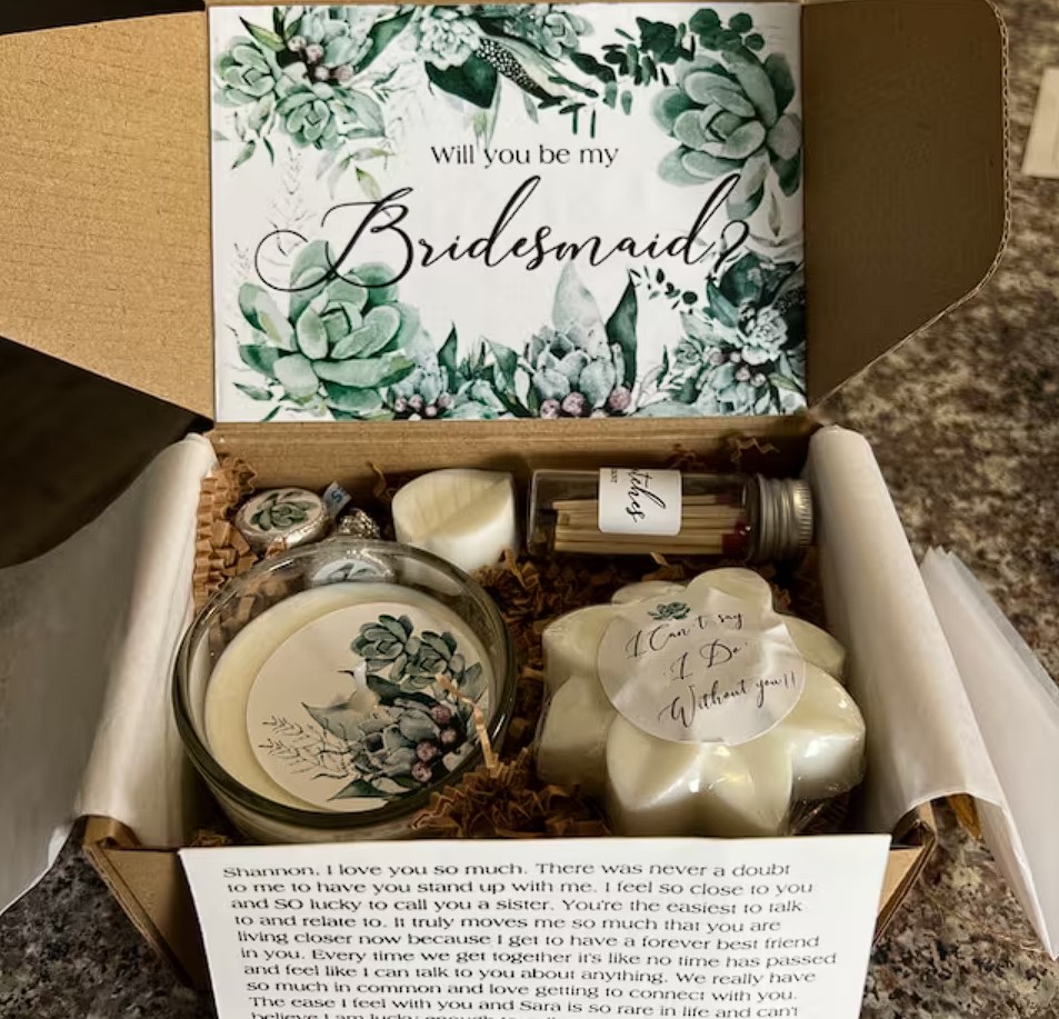 luxurious candle gift sets bridesmaid invitation
