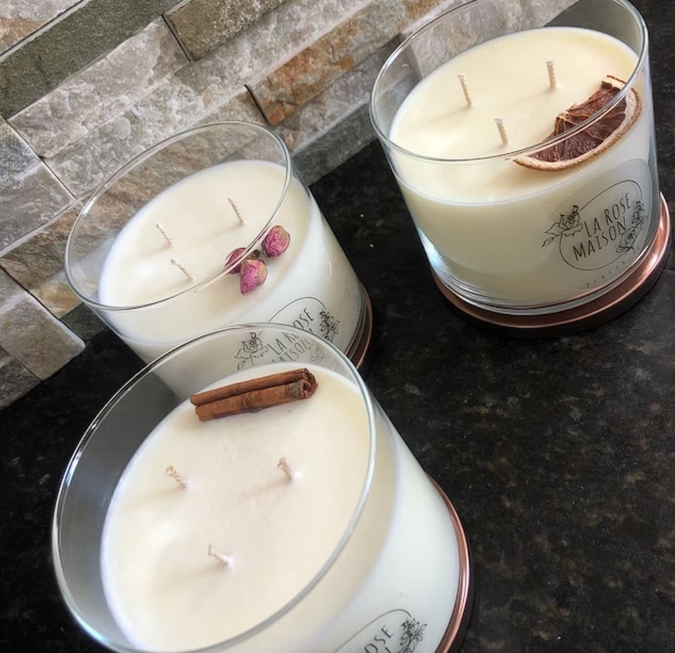 luxurious candle gift sets three wick candle with lid