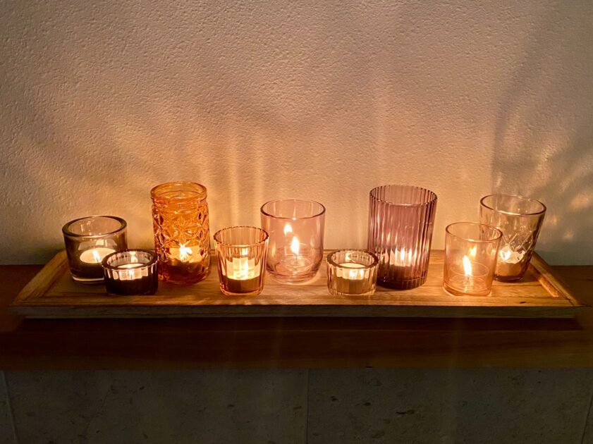 glass votive candle holders dark lights