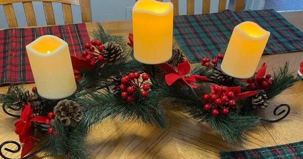 centerpieces for christmas wreath with led metal candle holder