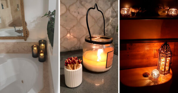 creative uses of candle holders in the bathroom