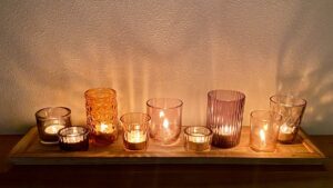 glass votive candle holders dark lights